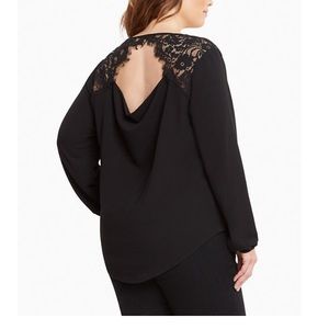 Torrid CREPE LACE DRAPE BACK TOP